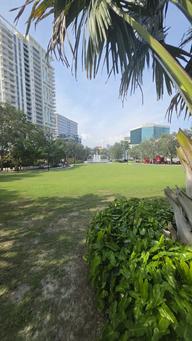 Park lawn & fountain